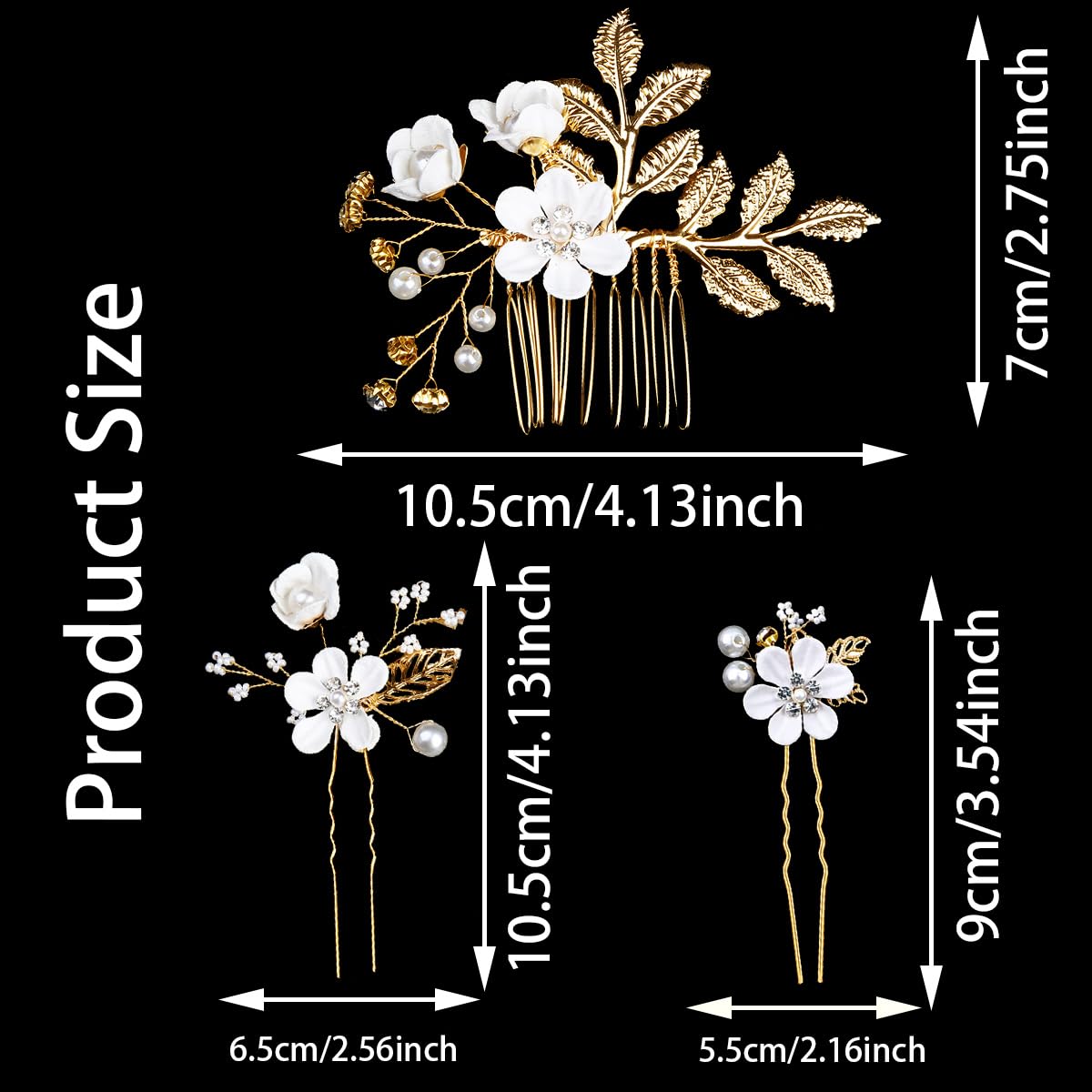 4pcs Faux Pearl Bridal Hair Comb Set for Weddings